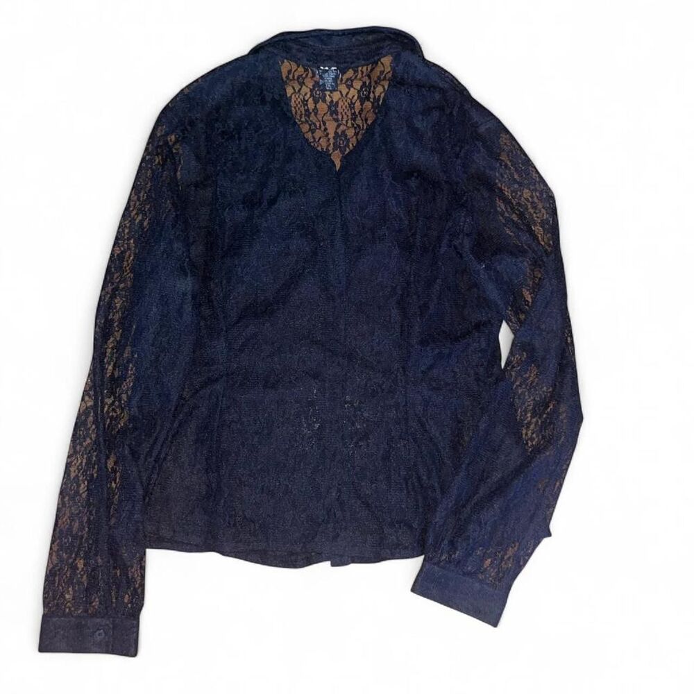 Moda International Women's Black Lace Blouse SZ XL - Picture 2 of 4